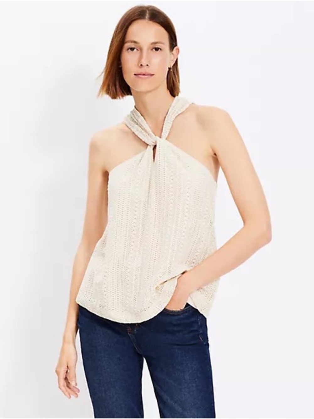 LOFT Keyhole Cream Halter Top